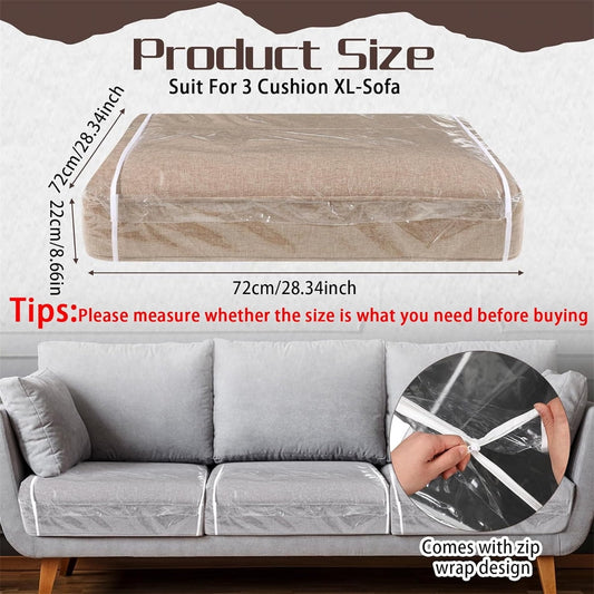 Tutuviw Plastic Sofa Seat Cushion Covers,1Pc 28x28x9in Waterproof Couch Covers,Furniture Sofa Seat Slipcover,Wear Resistant Couch Furniture Seat Couch Cover for Anti Cat Dog Clawing Scratching(Clear)