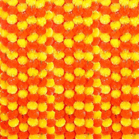 Tutuviw 4Pcs Marigold Garland,5 ft Diwali Wedding Party Mantle Decoration,Faux Artificial Marigold Flowers,Faux Wedding Garlands,Diwali Decoration,Spring Bush Floral,Indian Marigold Flowers(Orange) Yellow,orange