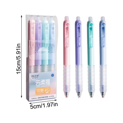 4 PCS Erasable Pens - 0.5mm Press Rub Out Gel Pens with Eraser Clear, Heat Friction Markers, Make Mistakes Disappear, for Drawing Writing Planner and Note Marking(A,Black) Black
