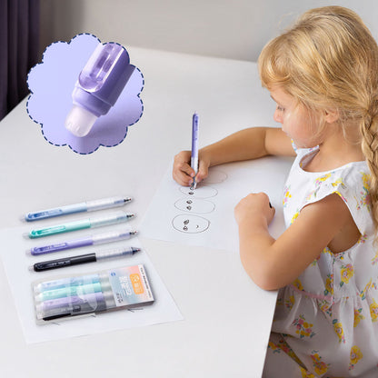 4 PCS Erasable Pens - 0.5mm Press Rub Out Gel Pens with Eraser Clear, Heat Friction Markers, Make Mistakes Disappear, for Drawing Writing Planner and Note Marking(A,Black) Crystal Blue