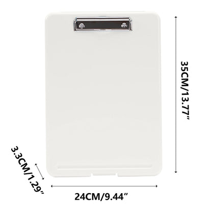 Clipboard with Storage File Box, Foldable A4 Large Capacity Clip Boards Folder, Plastic Clipboard with Pen Holder for Office Supplies(Mint Green) Clear