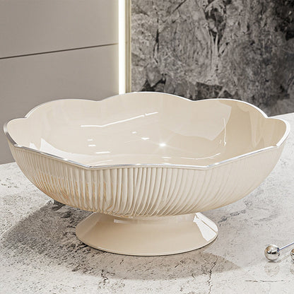 Ceramic Fruit Bowl for Kitchen Counter, Lights Pitches Fruit Plates, Decorative Bowl, Pedestal Bowl, Footed Bowl, Modern Fruit Bowl, Large Fruit Bowl, Home Decorative Bowls White