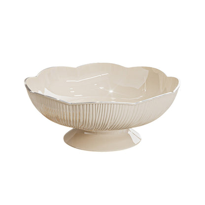 Ceramic Fruit Bowl for Kitchen Counter, Lights Pitches Fruit Plates, Decorative Bowl, Pedestal Bowl, Footed Bowl, Modern Fruit Bowl, Large Fruit Bowl, Home Decorative Bowls White