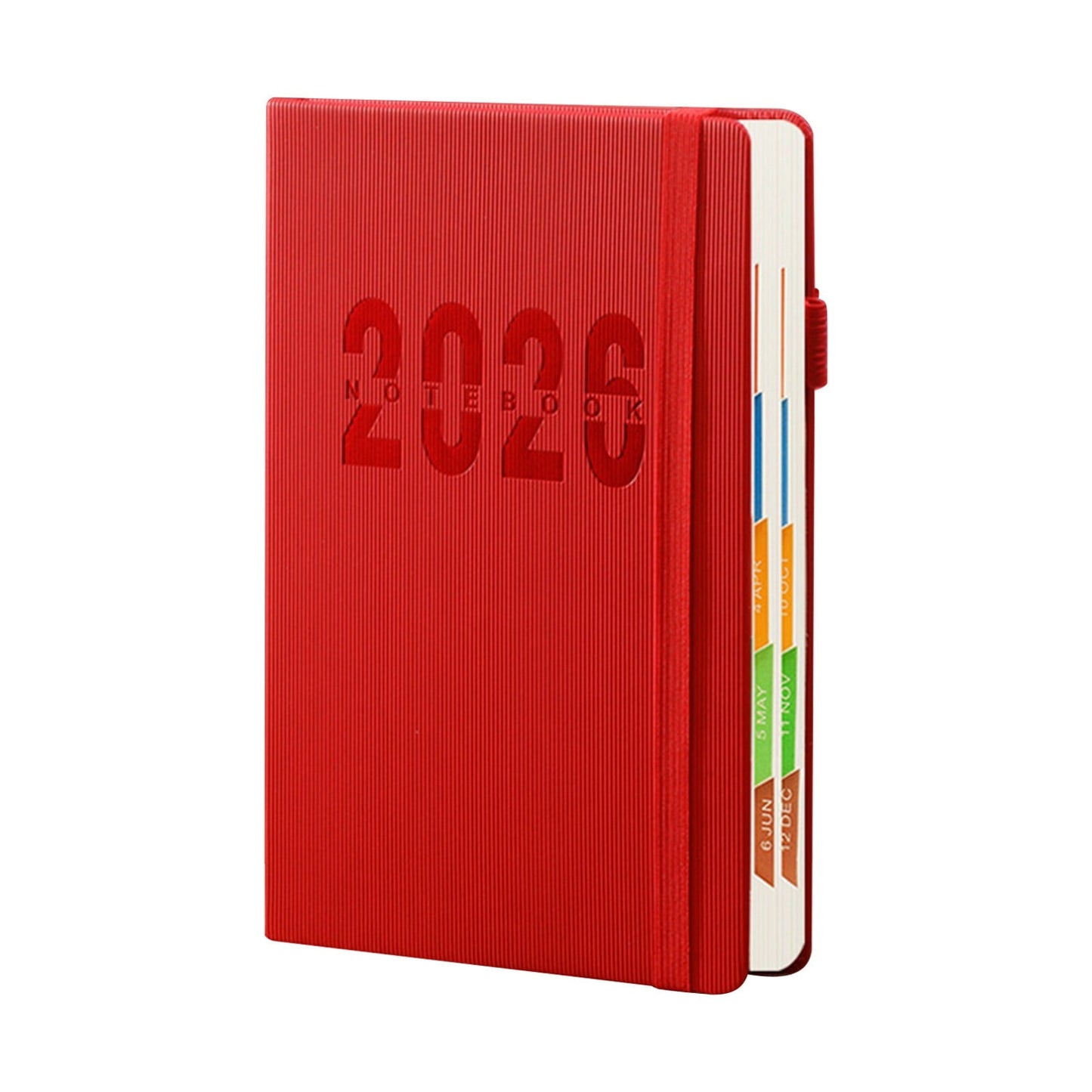 2026 Weekly Planner Notebook, Daily Planner Hardcover Calendar with Tabs and Pen Strap, 200 Pages Journaling Notebooks Daily Time Management Plan for Office Work(Purple) Red