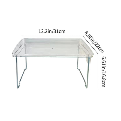 Cabinet Organizer Shelf, Stackable Kitchen Counter Shelves, Spice Rack, Countertop Organizers, Clear Plastic Storage Shelves Rack, for Makeup, Bathroom, Cupboard, Desk, Pantry Organization White.