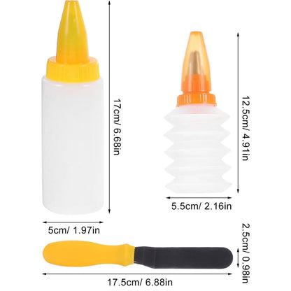 Tutuviw 6Pcs Cookie Decorating Squeeze Bottles for Icing,Icing Bottles with Stainless Steel Piping Tips,Food-Grade Plastic Icing Dispenser Versatile Baking Tools for Cookie Decoration,DIY Baking Tool