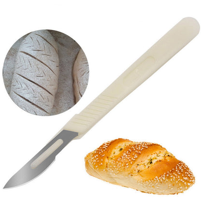 Bread Lame Dough Scoring Tool, Hand Crafted Sourdough Scorer Knife, Razor Blade Cutter Slashing Tool for Bread Making, European Flower Patterns Booklet, Homemade Kitchen Baking White