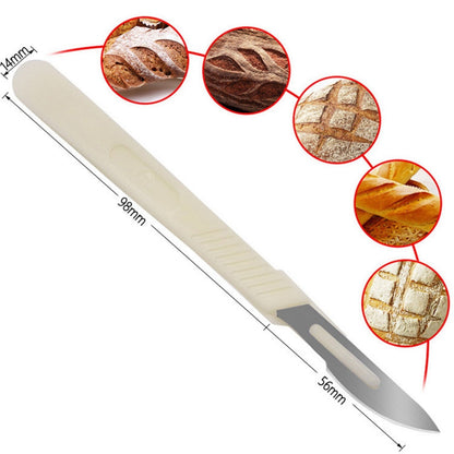 Bread Lame Dough Scoring Tool, Hand Crafted Sourdough Scorer Knife, Razor Blade Cutter Slashing Tool for Bread Making, European Flower Patterns Booklet, Homemade Kitchen Baking White