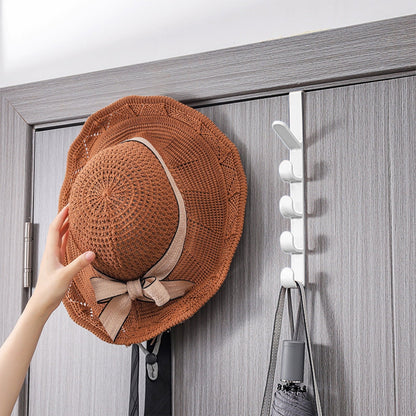 5 Layers Over the Door Hook, Hanging Clothes Rack, Organizer Rack, Hanger Backpack Handbag Door Hook, Hat Storage Rack, Strong Load-Bearing and Durable, Stylish and Practical White