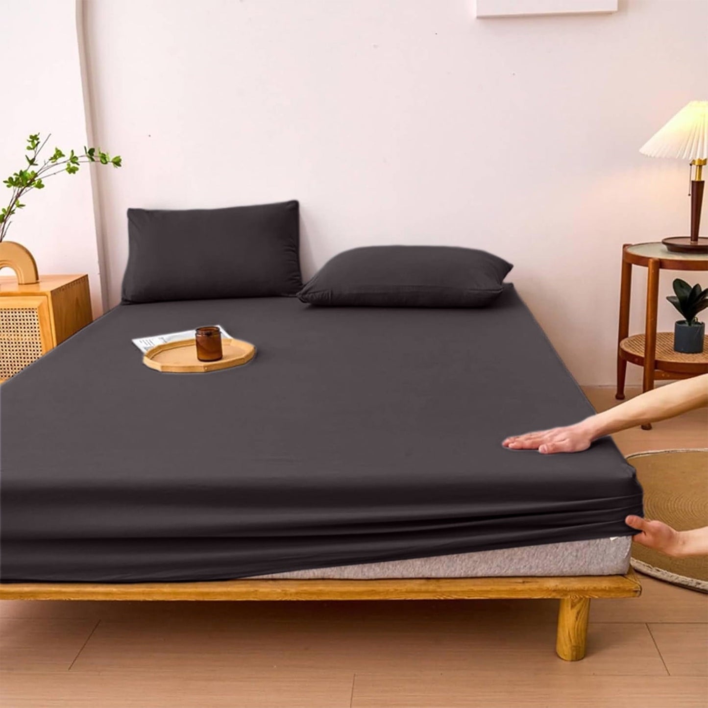 \u200b\u200bNon-Sliping Bedding Twin Fitted Sheet,Soft Elastic Fiber Bed Sheets With Deep Pocket,Machines Washable,Shrinkage And Fade Resistants 140x200x30cm Blue