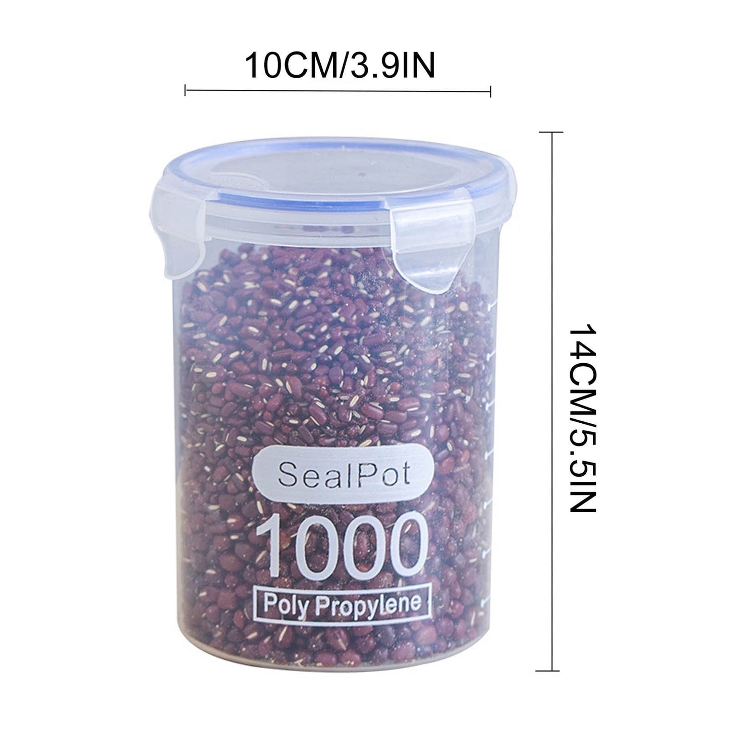 Clear Sealed Food Containers, 800ml Plastic Stackable Leakproof Storage Jar with Locking Lid, Kitchen Gadget for Rice Beans Storage C
