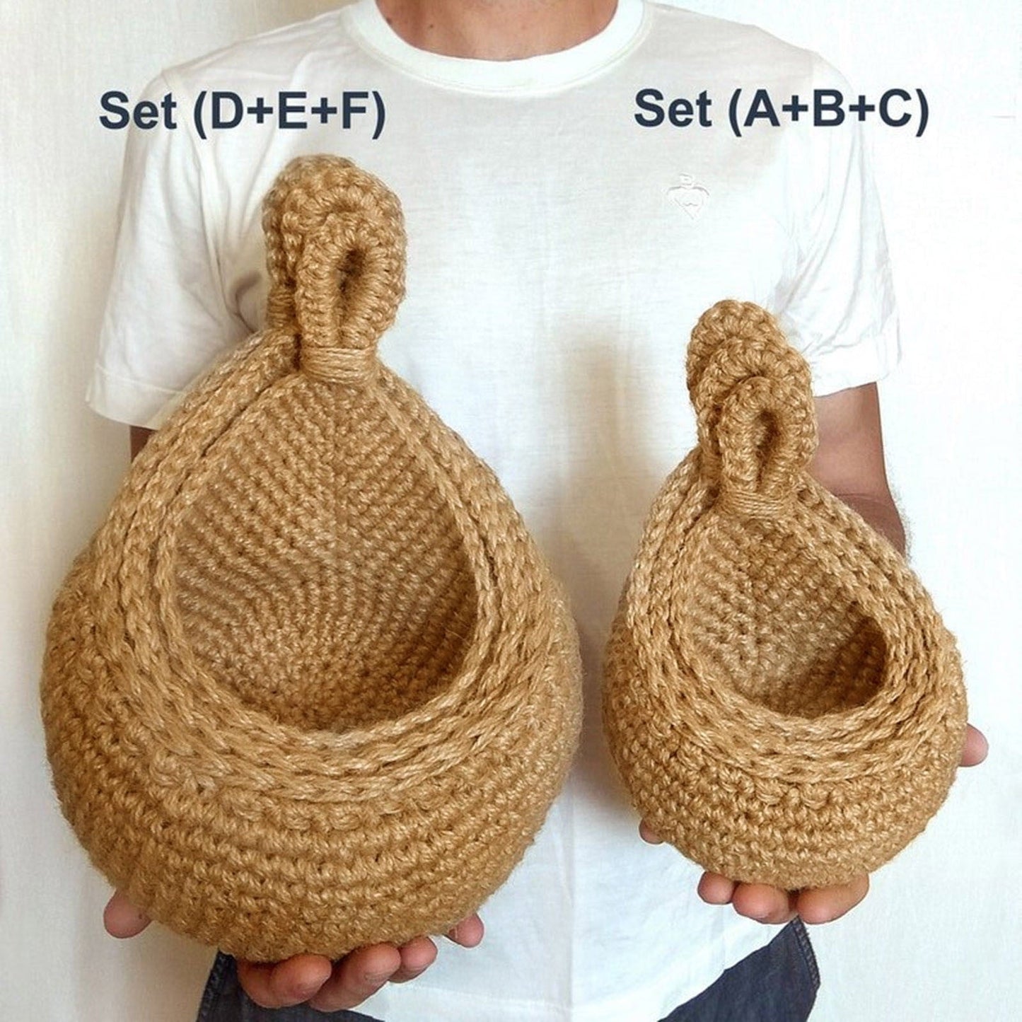 Hanging Wall Basket, Teardrop Hanging Baskets with Hanging Ring for Home Indoor Decoration, Hanging Plant Pot Holder, Vegetable Fruit Storage Baskets for Kitchen Wall Restaurant Balcony Garden E