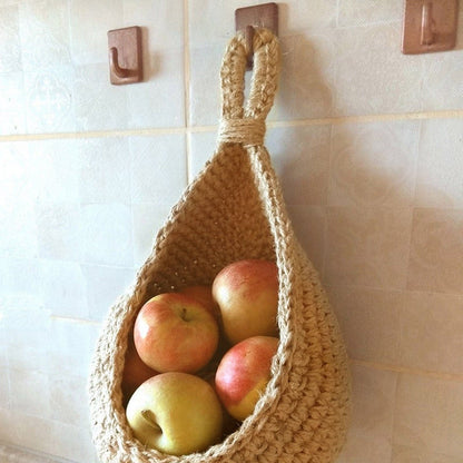 Hanging Wall Basket, Teardrop Hanging Baskets with Hanging Ring for Home Indoor Decoration, Hanging Plant Pot Holder, Vegetable Fruit Storage Baskets for Kitchen Wall Restaurant Balcony Garden E