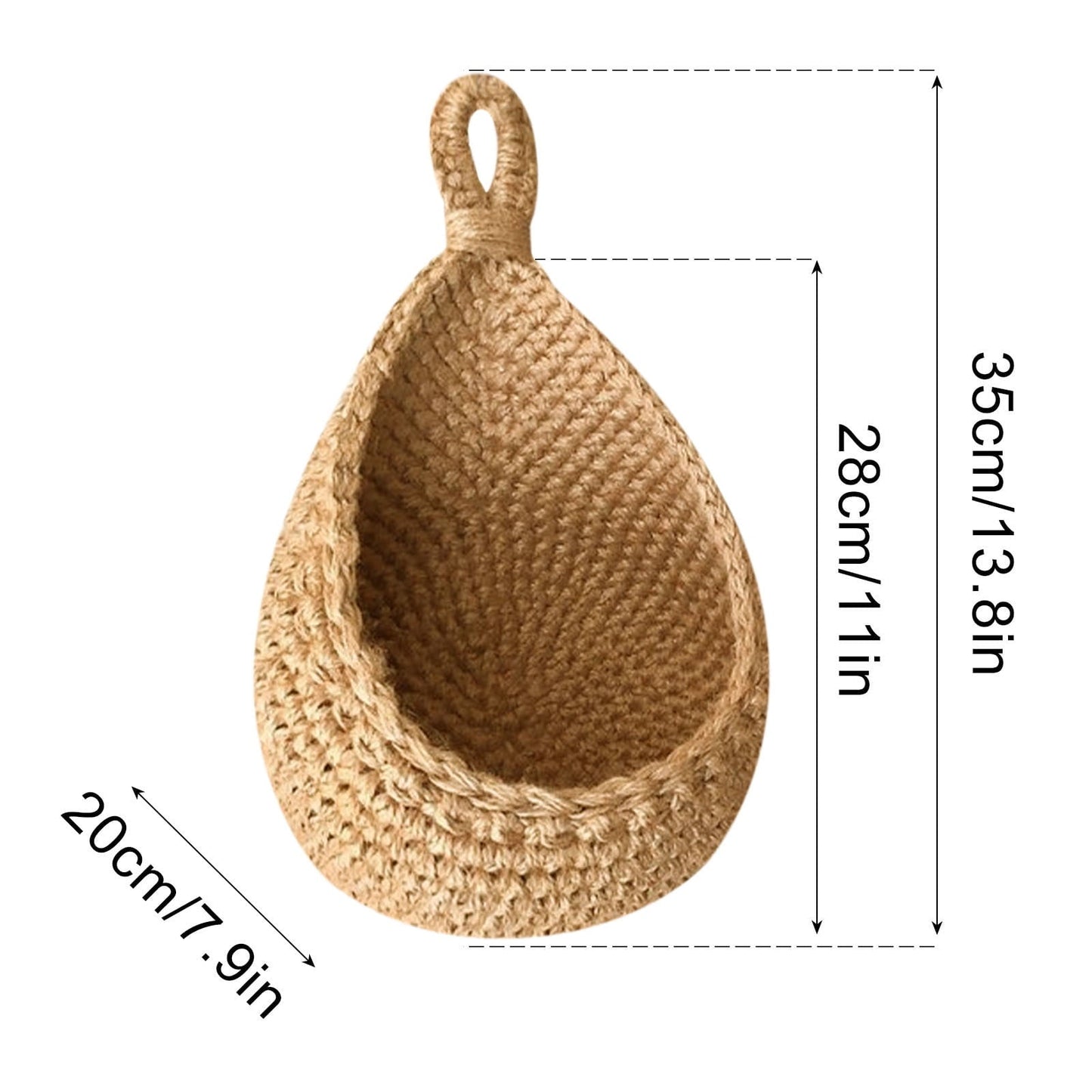 Hanging Wall Basket, Teardrop Hanging Baskets with Hanging Ring for Home Indoor Decoration, Hanging Plant Pot Holder, Vegetable Fruit Storage Baskets for Kitchen Wall Restaurant Balcony Garden F