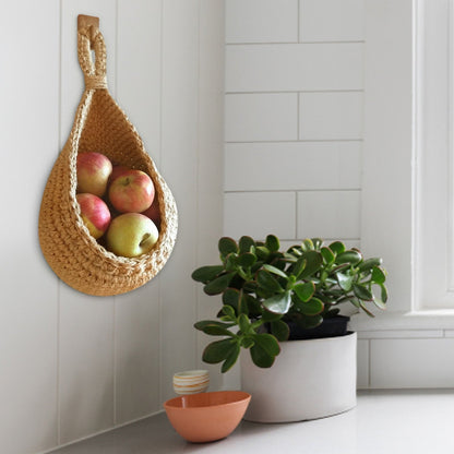 Hanging Wall Basket, Teardrop Hanging Baskets with Hanging Ring for Home Indoor Decoration, Hanging Plant Pot Holder, Vegetable Fruit Storage Baskets for Kitchen Wall Restaurant Balcony Garden F