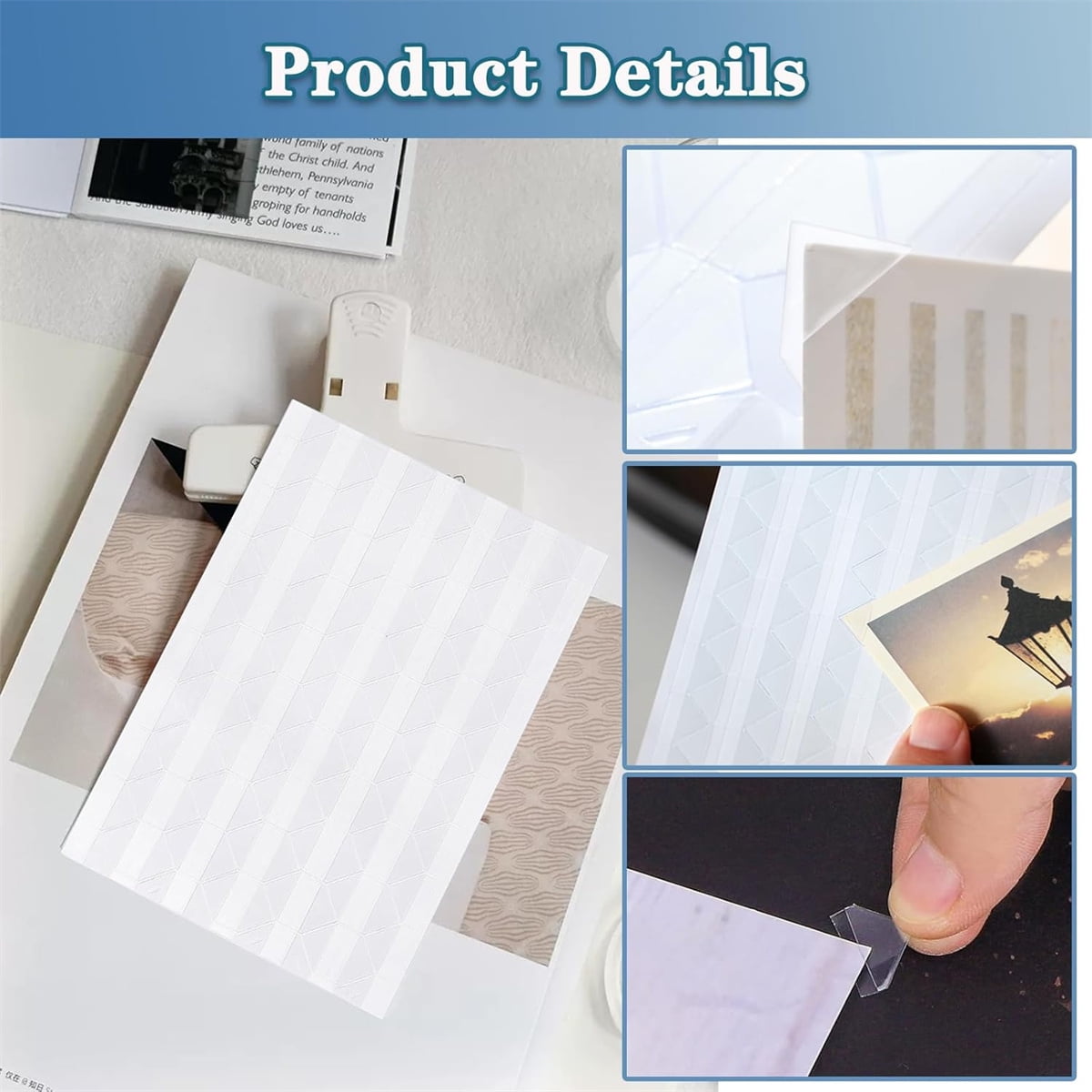 Tutuviw 408 Pcs Clear Photo Corners Stickers Self-Adhesive Photo Corners Lens Photo Corner Sticker for DIY Scrapbooking, Memory Books Journal and Picture Album (Clear, 4 Sheet)