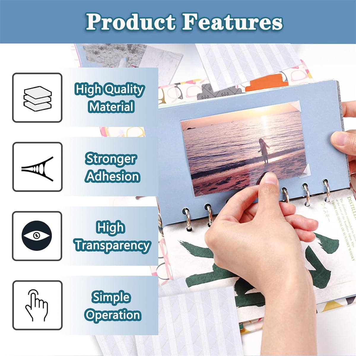 Tutuviw 408 Pcs Clear Photo Corners Stickers Self-Adhesive Photo Corners Lens Photo Corner Sticker for DIY Scrapbooking, Memory Books Journal and Picture Album (Clear, 4 Sheet)