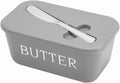 Butter Dish with Lid, Home Decor, Large Butter Dish for Countertop Ceramic Butter Keeper Container with Knife, Sealing Butter Dish, Butters Storage Box, Kitchen Gift Gray