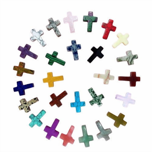12 Pcs Cross Crystal Stone Bulks, Natural Crystal Wall Cross Shaped Worry Stones, Easter Natural Crystal Decoration, Charm Palm Pocket Quartz Gift, Easter Decor Multicolor