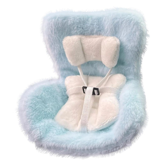 Doll Car Seat for Dolls with Air Vent Clip and Desktop Stand, Car Seat for Dolls Soft Furry Cushion, Cute and Functional Car Ornament, for Doll Fans, Collectors Blue