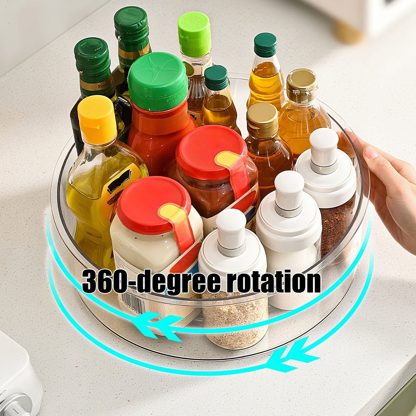 Lazy Turntable for Cabinet, Lazy Organizer with High Sides, Countertop Spinning Organizer for Spices, Clear Rotating Organizer, for Kitchen, Pantry, Refrigerator, Bathroom, Table, Fridge S