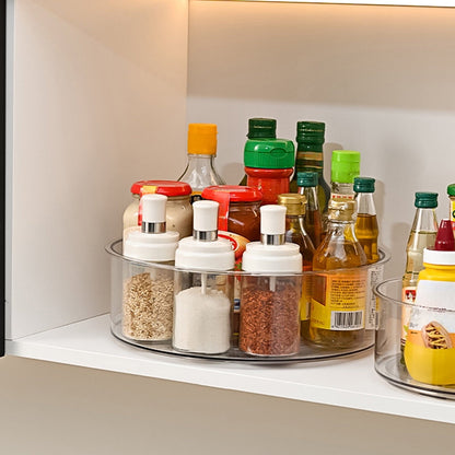 Lazy Turntable for Cabinet, Lazy Organizer with High Sides, Countertop Spinning Organizer for Spices, Clear Rotating Organizer, for Kitchen, Pantry, Refrigerator, Bathroom, Table, Fridge S