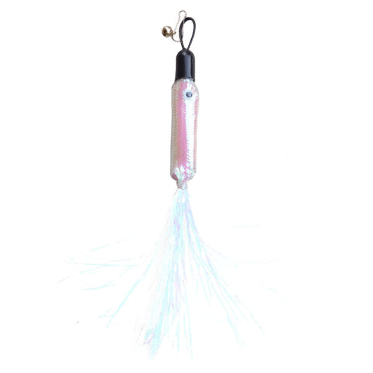 Cat Wand Toy, Replacement Head Tassel Cats Rod Accessories, Replaceable Colorful Rainbow Tassels, Funny and Interesting Cat Toys, for Indoor Cats, Pet Supplies (1 Replacement Head) Silver