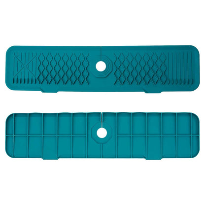 Faucet Mat for Kitchen Sink, Silicone Sink Splash Guard, Faucet Draining Mat, Dish Soap Sponge Holder, Around Faucet Bathroom Gadgets, Sink Accessories, Drying Mats Organizer Green