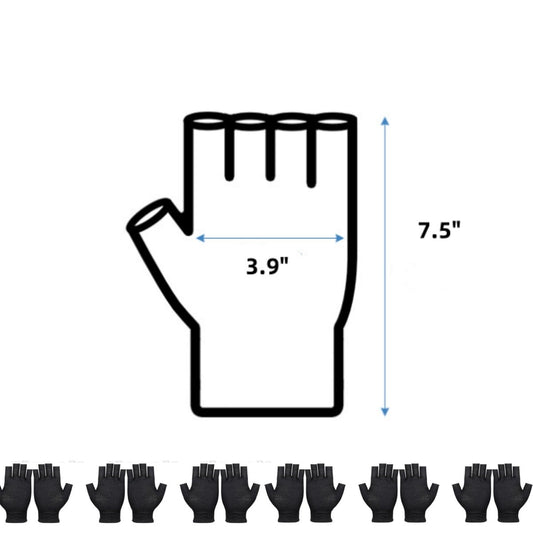 12 Pairs Cotton Gloves,Reusable Half Finger Touchscreen Gloves,7.5x3.9In Summer Sun UV Protection Gloves for Men and Women Black