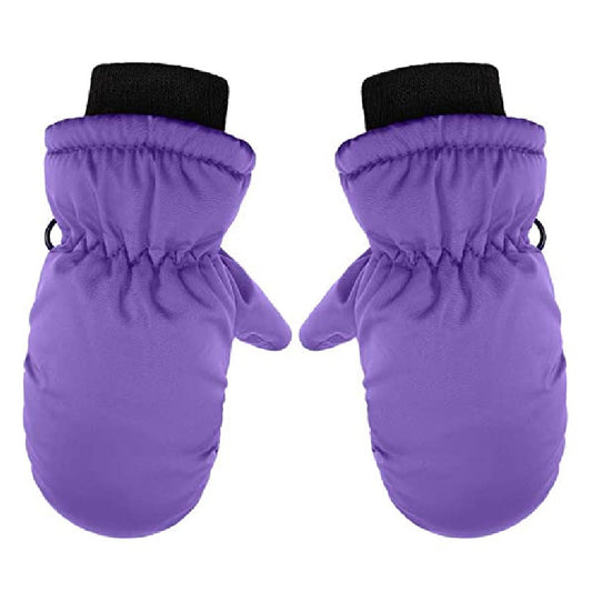 GXWEA 2T Gloves Kids Waterproof Gloves Kids Gloves Winter Gloves Thick Gloves Stretchy Warm Gloves Boys Girls 6-11 Year One Size Purple