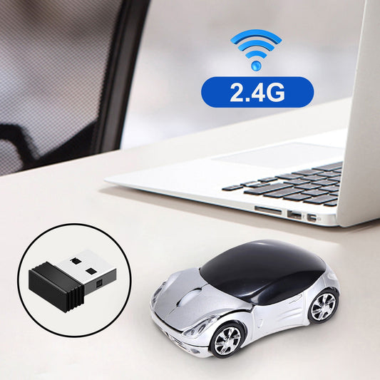 2.4G Wireless Mouse, Cute Car Mouse, 2.4G Wireless (10m Range) and USB Plug and Play, 1200DPI Optical Tracking, for PC Computer Laptop Tablet, with LED Light Yellow