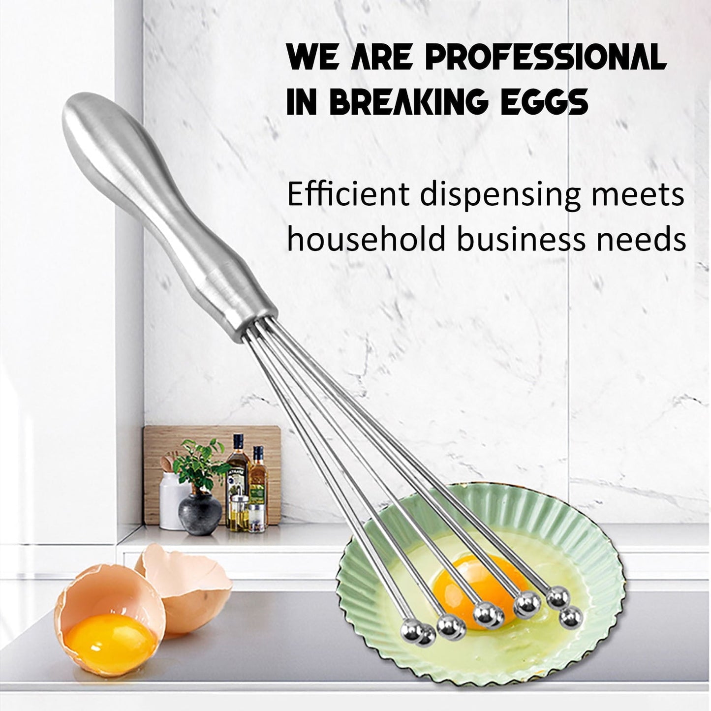 Egg Whisk,10" Stainless Steel Ball Whisk Egg Beater with Handle, Manual Mixers Whisk, Kitchen Tool for Baking Cooking B