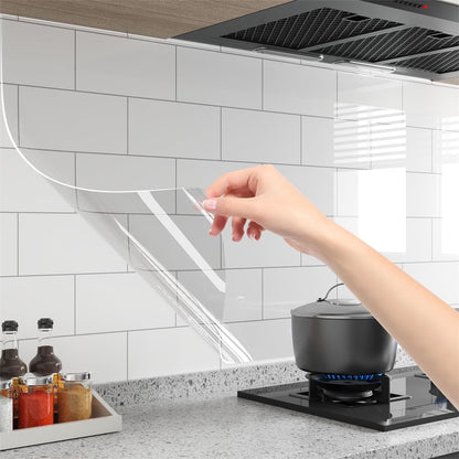 Wall Protective Film,Self-Adhesive Contact Paper,Removable Walls Covering,Heat-Resistant Clear Shelf Liner Backsplash for Home