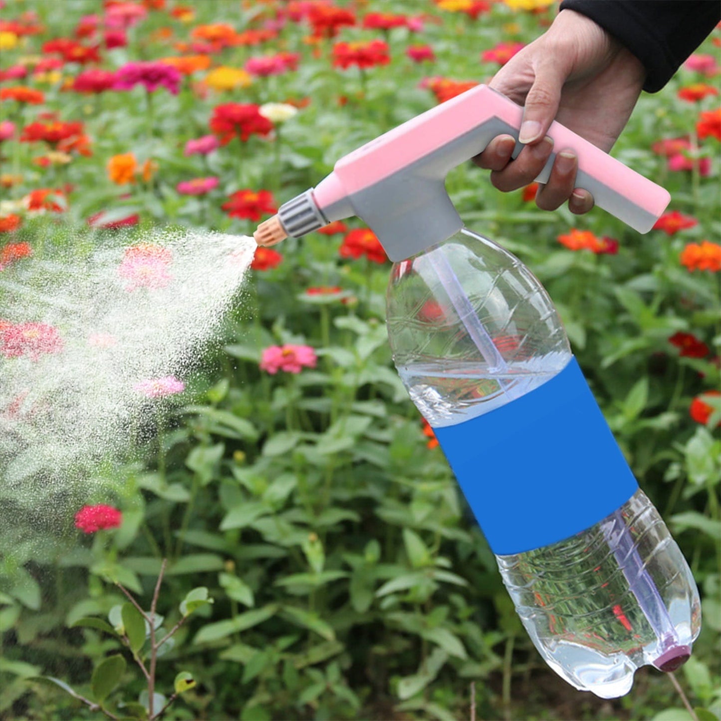 Foam Sprayer, High Pressure Sprayer Pump Spray Bottle Car Cleaning Sprayer for Car Washing, Window Cleaning, Courtyard Sweeping, Flower Watering, Home Electric Pressurized Nozzle Pink