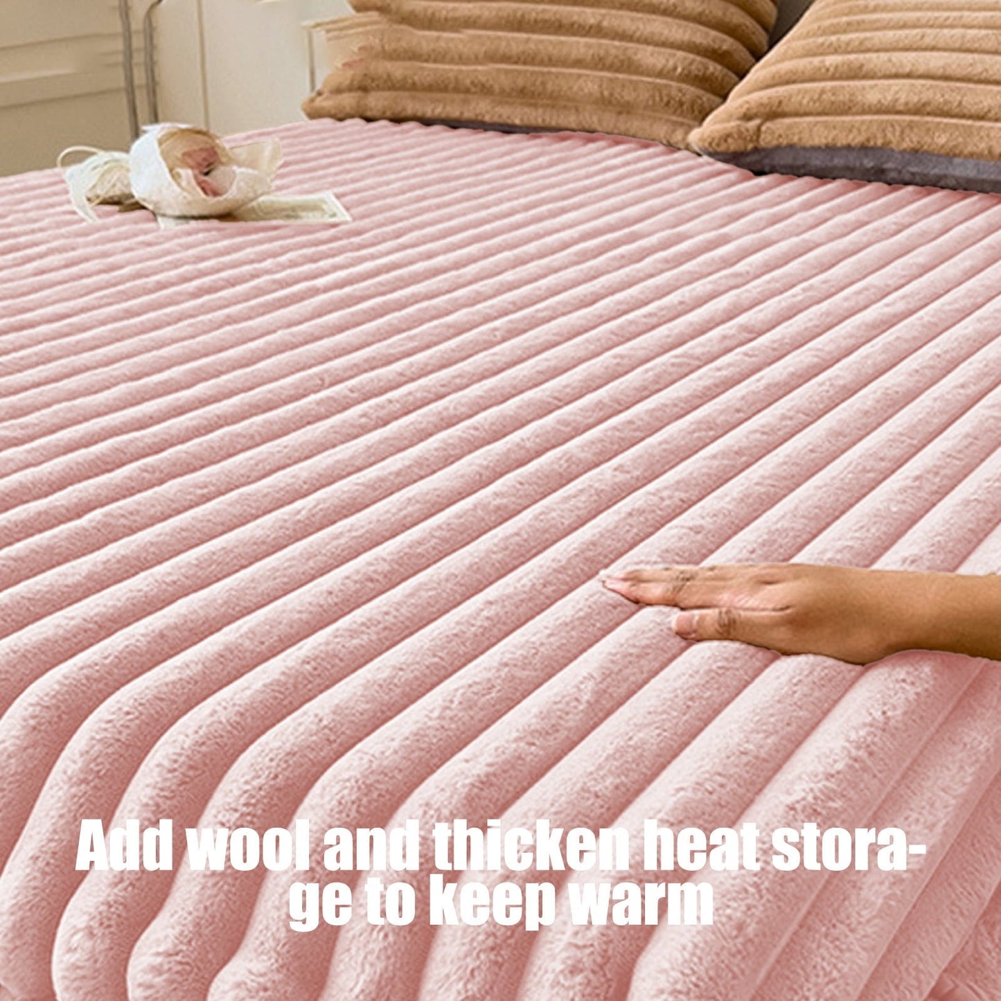 Velvet Fleece Fitted Sheet Bed Sheet, Plain Thermal Warm Soft Bedding, Flannel Fitted Sheet, Super Soft Warm Velvet Plush Bed Sheets, Winter Imitation Fleece Bed Sheet, Milk Fleece Bed Cover White