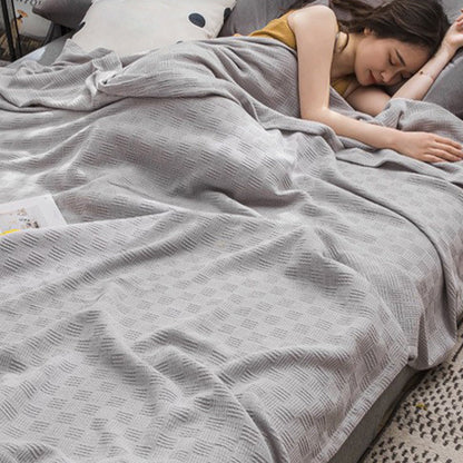 59x39" 100% Cottons Blanket, Soft and Breathable Bed Blanket, Multi-functional Bed Blanket for All Season, Machines Washable Bed Couch for Home Living Room Bedroom Office Travel Gray