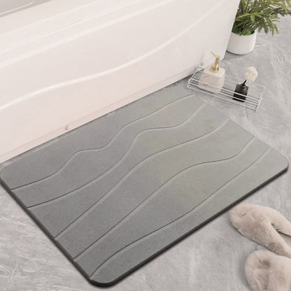 Stone Bath Mat, Diatomaceous Earth Shower Mat, Non-Slip Super Absorbent Diatomite Stone Bath Mats, Bathroom Door Mat, for Bathroom Floor Quick Drying Natural Easy to Clean Gray