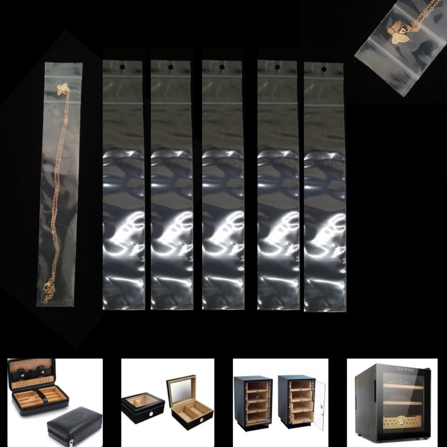 9.8x1.6" Double Ziplock PE Bags 100 Pack of Reclosable Long Plastic Bags QZS Clear Zipper Storage Bags Home Travel Accessories