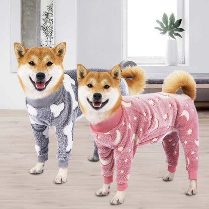 Bobasndm Turtleneck Dog Clothes Pajamas,Autumn Winter Dog Jumpsuit Coat,Winter Soft Warm Flannel Pajamas Jumpsuit for Medium Large Dog L Grey