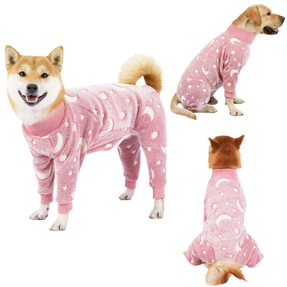 Bobasndm Turtleneck Dog Clothes Pajamas,Autumn Winter Dog Jumpsuit Coat,Winter Soft Warm Flannel Pajamas Jumpsuit for Medium Large Dog 3XL Pink