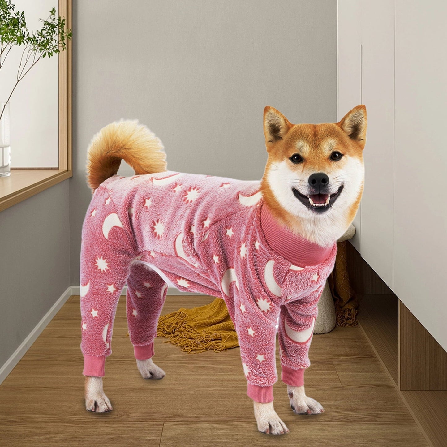 Bobasndm Turtleneck Dog Clothes Pajamas,Autumn Winter Dog Jumpsuit Coat,Winter Soft Warm Flannel Pajamas Jumpsuit for Medium Large Dog 3XL Pink