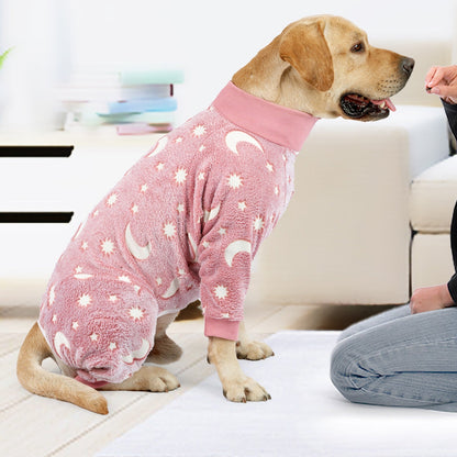 Bobasndm Turtleneck Dog Clothes Pajamas,Autumn Winter Dog Jumpsuit Coat,Winter Soft Warm Flannel Pajamas Jumpsuit for Medium Large Dog 3XL Pink