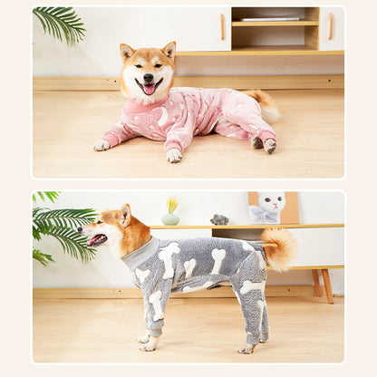 Bobasndm Turtleneck Dog Clothes Pajamas,Autumn Winter Dog Jumpsuit Coat,Winter Soft Warm Flannel Pajamas Jumpsuit for Medium Large Dog 3XL Pink