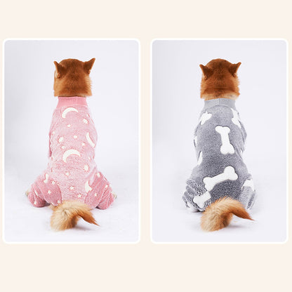 Bobasndm Turtleneck Dog Clothes Pajamas,Autumn Winter Dog Jumpsuit Coat,Winter Soft Warm Flannel Pajamas Jumpsuit for Medium Large Dog 3XL Pink