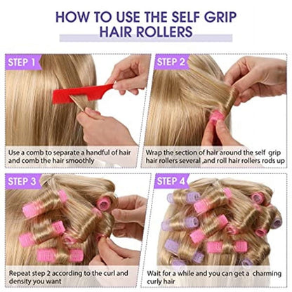 Self Grip Small Hair Curlers,Hair Rollers Curlers,Salon Hairdressing Curlers,DIY Curly Hairstyle Hair Rollers for Women Medium Short Hair (Gripping Sticky Rollers 0.6" 12PCS), Random color 12PCS.
