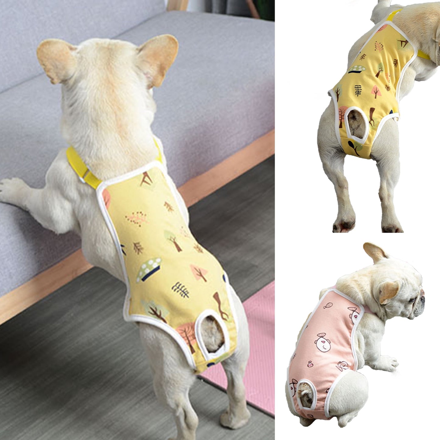 opvise Pet Sanitary Pants Adjustable Band Menstruation Shorts Washable Dog Diaper Pet Physiological Pants for Indoor L Yellow