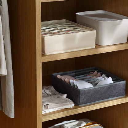 Tutuviw Wardrobe Clothes Organizer for Jeans, Upgraded Drawer Organizers for Clothing with Handle Foldable, Drawer Organizers Clothes(Gray,1PCS-M) 2PCS-24 Cell Beige