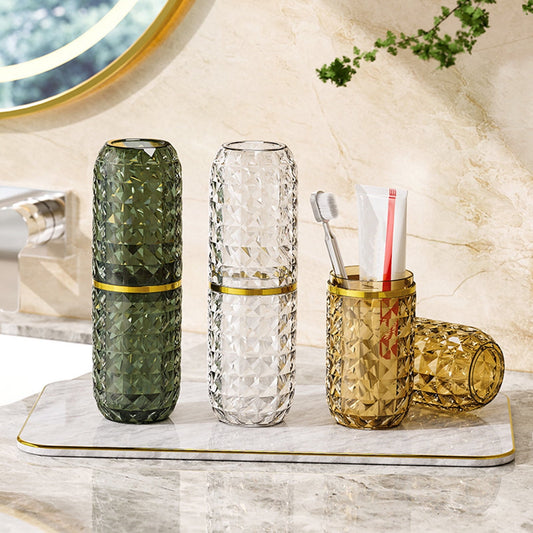 harmtty Toothbrush Box Large Capacity Light Luxury Portable Travel Toothbrush Toothpaste Holder Case for Bathroom,Clear Green.