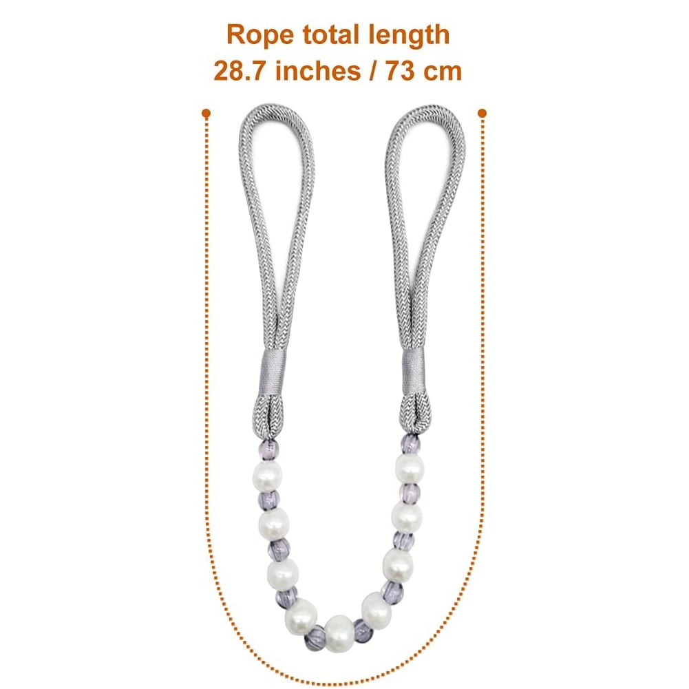 Visland 2 Pack Acrylic Pearl Curtain Tie Backs Curtain Hooks, Elegant Beads Curtain Rope Straps, Decorative Holdbacks Curtain Holders, 29in Golden Yellow