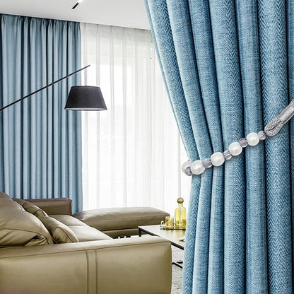 Visland 2 Pack Acrylic Pearl Curtain Tie Backs Curtain Hooks, Elegant Beads Curtain Rope Straps, Decorative Holdbacks Curtain Holders, 29in Golden Yellow